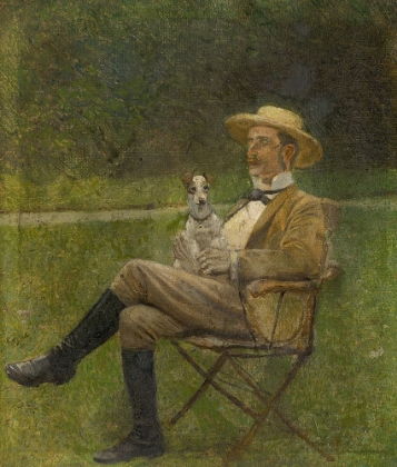 Picture of STUDY OF A SEATED MAN WITH A DOG