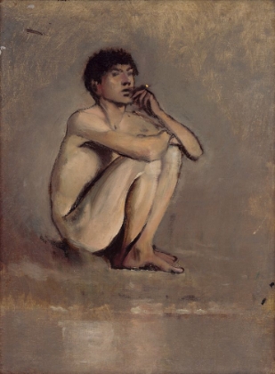 Picture of STUDY OF A SEATED NUDE OF A YOUNG MAN