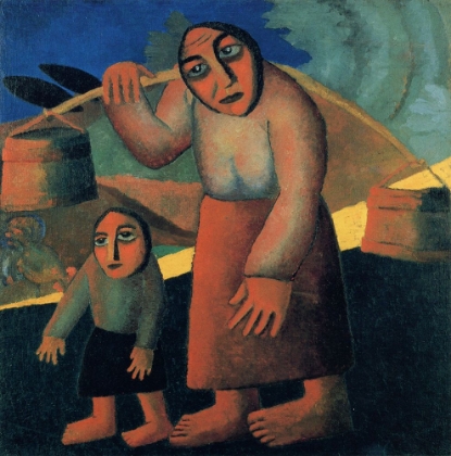 Picture of PEASANT WOMAN WITH BUCKETS AND CHILD 1912