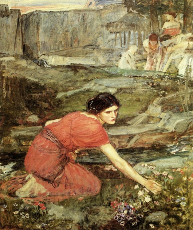 Picture of MAIDENS PICKING FLOWERS BY A STREAM STUDY CA 1911