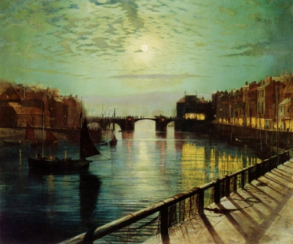 Picture of WHITBY HARBOUR BY MOONLIGHT 1867