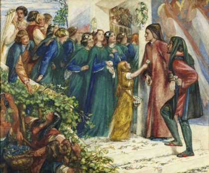 Picture of BEATRICE MEETING DANTE AT A MARRIAGE FEAST DENSIES HIM 1852