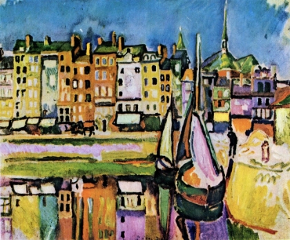 Picture of OLD HOUSES ON THE BASIN AT HONFLEUR 1906