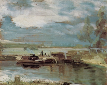 Picture of BARGES ON THE STOUR AT FLATFORD LOCK C.1810
