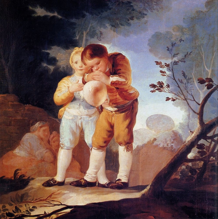 Picture of BOY BLOWING UP A PIGS BLADDER 1777