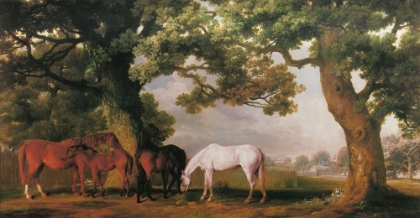 Picture of MARES AND FOALS IN A WOODED LANDSCAPE 1760