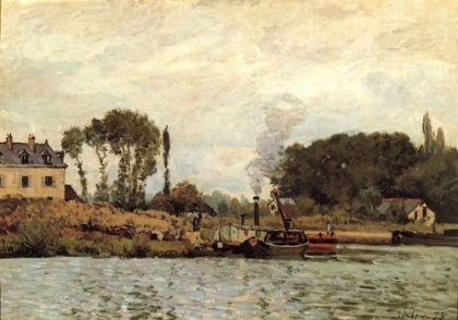 Picture of BOATS AT BOUGIVAL LOCK 1873