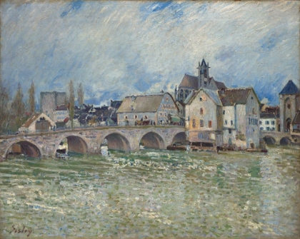 Picture of THE MORET-SUR-LOING BRIDGE, FLOOD TIME (1889)