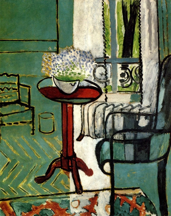 Picture of THE WINDOW INTERIOR WITH FORGET-ME-NOTS 1916