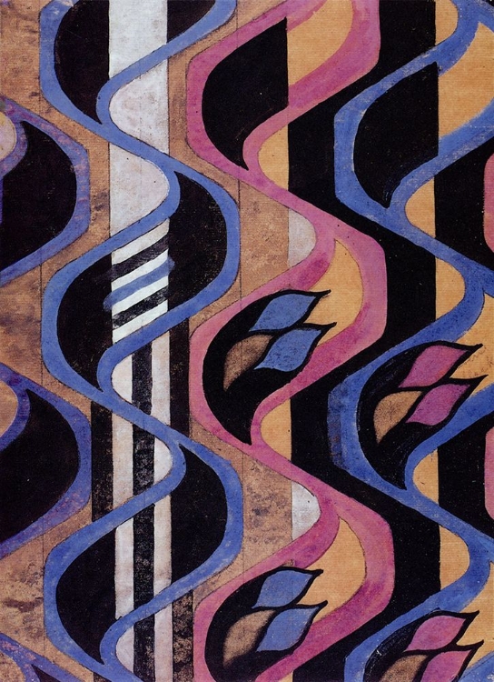 Picture of FURNITURE FABRIC, BLUE BLACK PURPLE AND WHITE