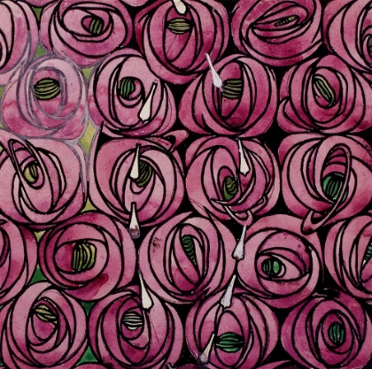 Picture of ROSES AND TEARDROPS TEXTILE DESIGN CA 1915