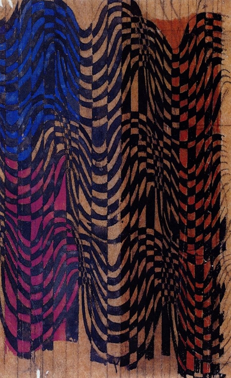 Picture of STRIPES AND CHECKS, PURPLE BLUE AND ORANGE