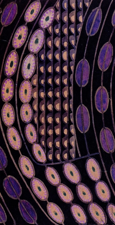 Picture of STYLISED DAISIES, PURPLE ON BLACK