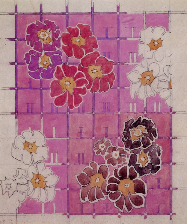 Picture of STYLISED FLOWERS ON A TRELLIS