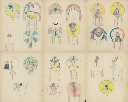 Picture of A COLLECTION OF VARIOUS KIOWA INDIAN SHIELD DESIGNS FROM LEDGER DRAWINGS 1904