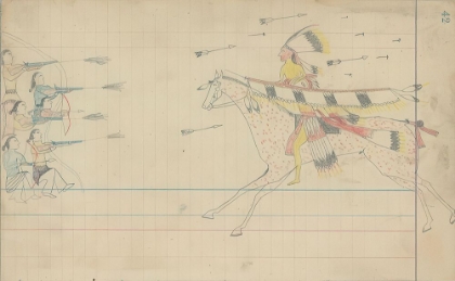 Picture of ARAPAHO WARRIOR FIGHTING A GROUP OF NAVAJO OR PUEBLOAN WARRIORS CA 1880