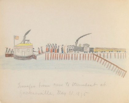 Picture of TRANSFER FROM CARS TO STEAMBOAT, 1875