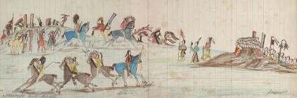 Picture of GROUP OF ALLIED KIOWA AND COMANCHE MEETING A BATTALION OF PAWNEE WARRIORS 1875