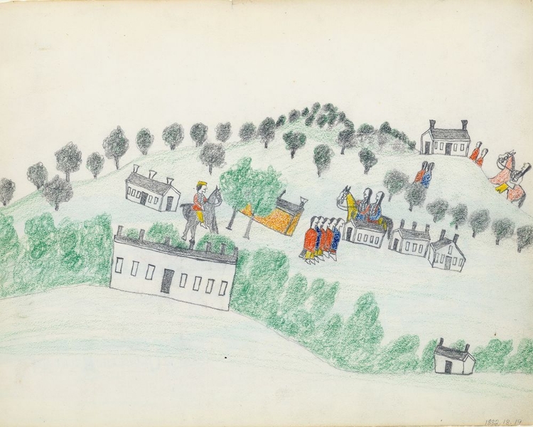 Picture of PENCIL AND CRAYON DRAWING OF FORT SILL, OKLAHOMA