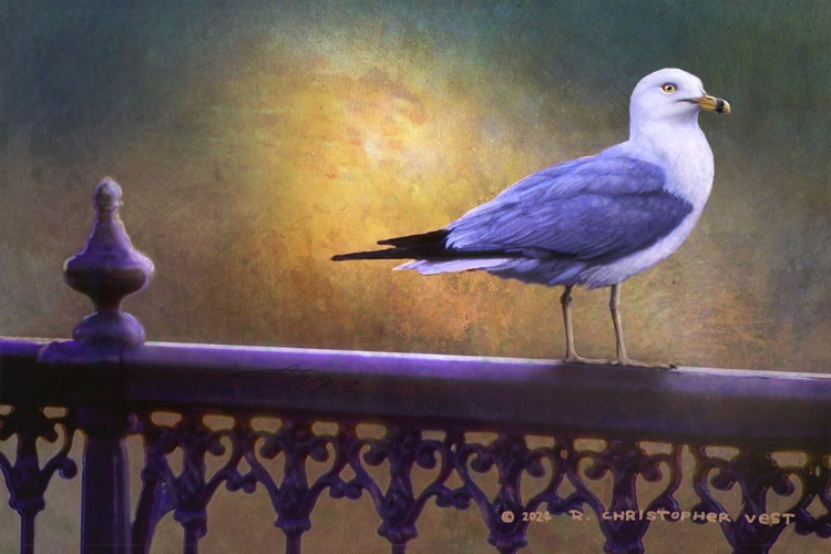 Picture of GULL ON WROUGHT-IRON RAIL