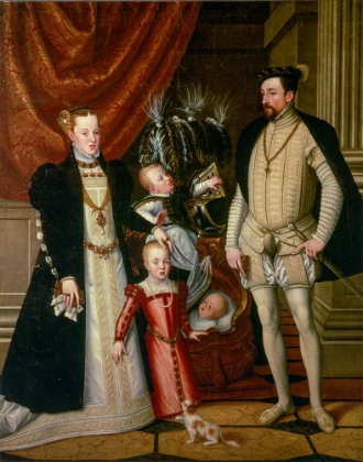 Picture of MAXIMILLIAN II, WIFE ANNA AND THREE CHILDREN CA 1563