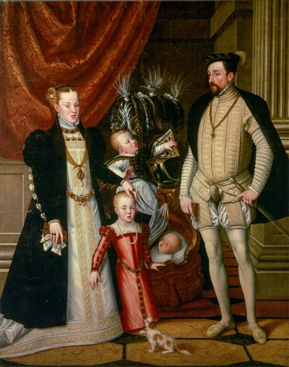 Picture of MAXIMILLIAN II, WIFE ANNA AND THREE CHILDREN CA 1563