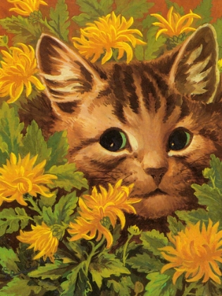 Picture of CAT IN THE FLOWERBED