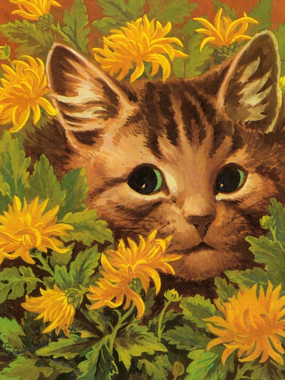 Picture of CAT IN THE FLOWERBED