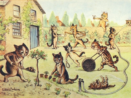 Picture of KITTENS IN GARDEN CA 1920