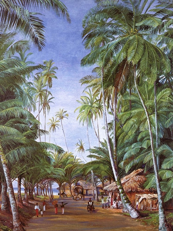 Picture of ROADSIDE SCENE WITH COCONUT TREES, CEYLON