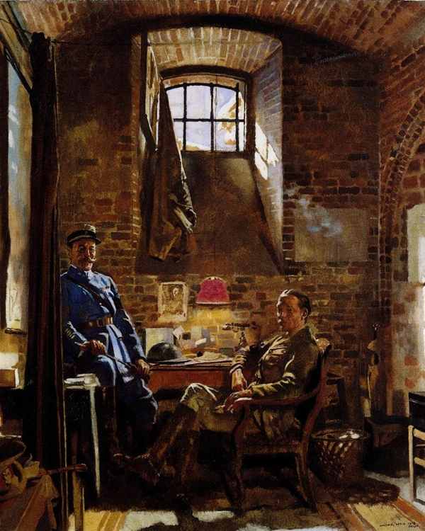Picture of IN THEIR CELLAR IN AMIENS, CAPT MAUDE AND COL DUE TYL 1918