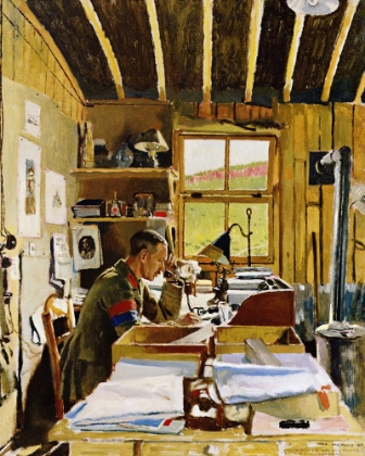 Picture of MAJOR A.N. LEE IN HIS HUT OFFICE, BEAUMERIE-SUR-MER 1918