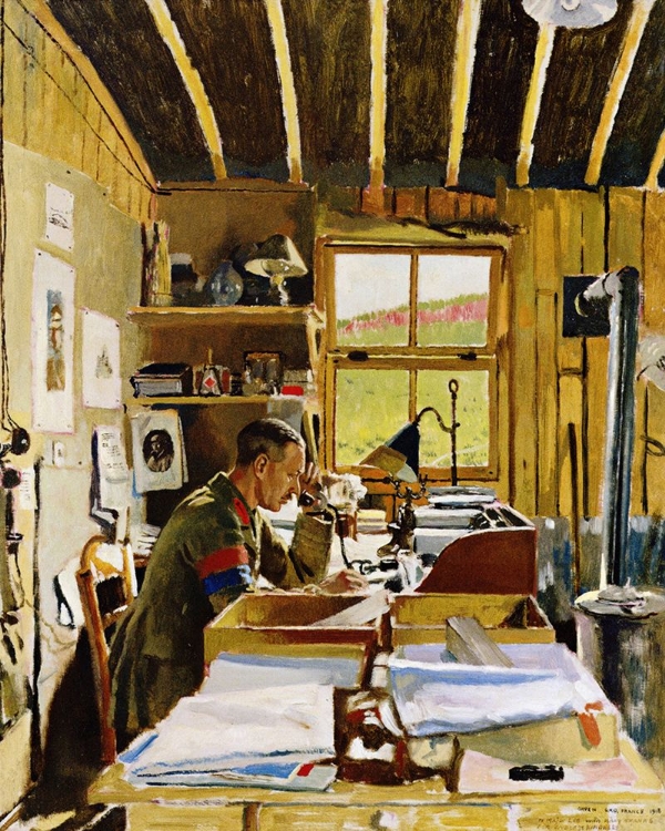 Picture of MAJOR A.N. LEE IN HIS HUT OFFICE, BEAUMERIE-SUR-MER 1918