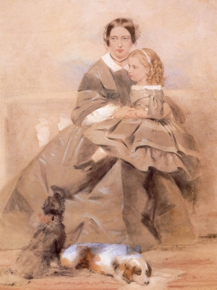 Picture of QUEEN VICTORIA AND BEATRICE IN MOURNING FOR DUCHESS OF KENT 1861