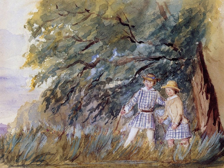 Picture of BERTIE AND ALFIE CATCHING BUTTERFLIES 1850