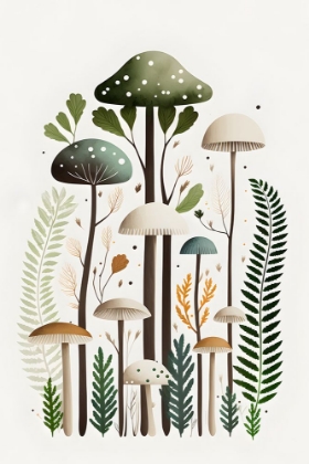 Picture of MUSHROOM AND FERN BOTANICAL 1